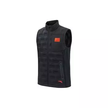 Anta Мужской жилет Champion Fitness Series с принтом национального флага и логотипа, толстый, теплый, на молнии, стеганый, черный 152250901-1 S