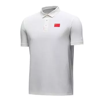 Anta National Flag Print Loose Breathable Straight-Cut Sweat-Absorbing Short Sleeve Polo Shirt Men Polo Shirts Cream 452430105 2XL
