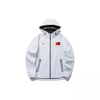 Anta National Flag Series с логотипом и принтом на молнии, мужская куртка с капюшоном, белая 152140603-1 L