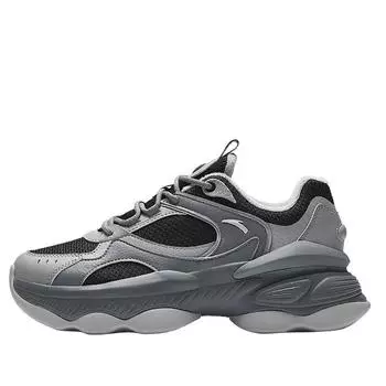 Anta Nut Shoes Splicing Casual Thick Sole Plush Non-Slip Increased Height Low-Top Dad Shoes Women sneaker Gray Black 922418885-10 35.5