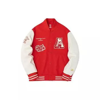 Anta Однобортная бейсбольная куртка с длинным рукавом и логотипом, унисекс, красная 152318719S-2 XXXL