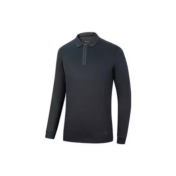 Anta Однотонная футболка для фитнеса с длинным рукавом и полумолнией, мужские топы, черная 152240405-3 L