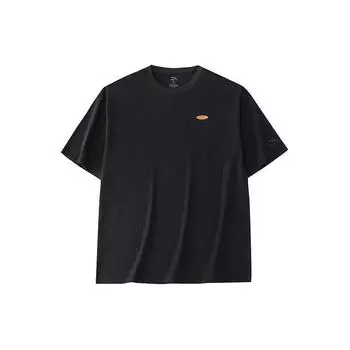 Anta Однотонная свободная повседневная футболка с круглым вырезом и коротким рукавом, мужские топы, черная 972428105-4 M