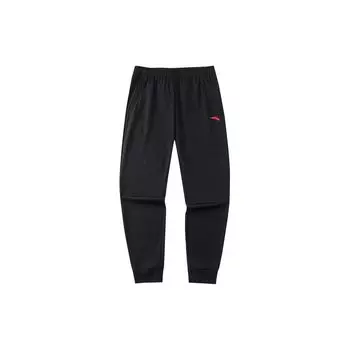 Anta однотонные эластичные манжеты повседневные брюки мужские черные 152227343-1 M