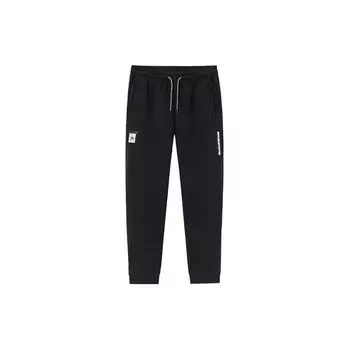 Anta Однотонные спортивные брюки средней талии с завязками на талии, толстые трикотажные брюки с манжетами, мужские базовые брюки, цвет черный 152417315-3 M