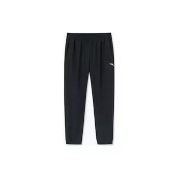 Anta Однотонные трикотажные зауженные брюки с логотипом, женские низы, черные 162237341-1 M