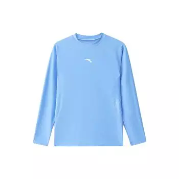 Anta Однотонный круглый вырез пуловер Slim Fit длинный рукав купальники мужские купальники прозрачный-морской-синий 1823531452-1 M