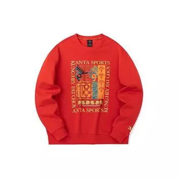 Anta Однотонный свитер с длинным рукавом, мужской топ, красный 952318720-2 S