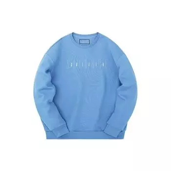 Anta однотонный свитшот с буквенным принтом на флисовой подкладке с круглым вырезом и длинными рукавами, мужские топы, синий 152241737N-3 M