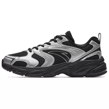 Anta OG800 Retro Trendy Slip Resistant Durable Low Top Lifestyle Casual Shoes Women sneaker Black Silver 922538821-4 35.5