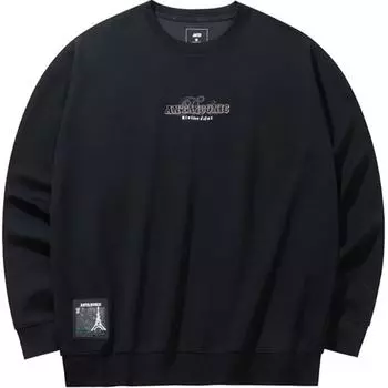 Anta Olympic Culture Series Loose Fit Crew Neck Pullover Casual Long Sleeve Sweatshirt Men sweatshirt Basic-Black 152438708-4 S