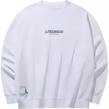 Anta Olympic Culture Series Loose Round Neck Pullover Casual Long Sleeve Sweatshirt Men sweatshirt Snow-White 152438708-1 2XL