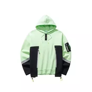 Anta Outdoor Series Color Block Hooded Comfortable Breathable Versatile Loose Sweatshirt Unisex sweatshirt Oyster-Green Legendary-Blue 172516709G-1 M