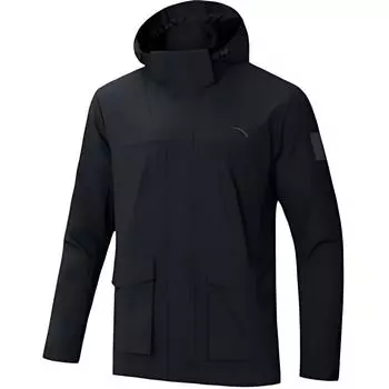 Anta Ветровка Outdoor Series Color Block с капюшоном и длинным рукавом, мужская верхняя одежда, базовая, черная 152446602S-7 XL