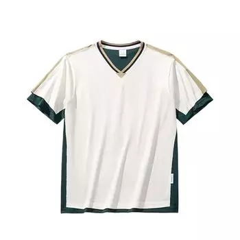 Anta Outdoor Series Color Block Letter V-Neck Comfortable Breathable Versatile Short Sleeve T-Shirt Men Tops Ivory-White Moss-Green Khaki 172516102G-1 M