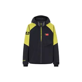 Anta Outdoor Series Color Block Letter Zipper Hooded Woven Jacket Men jackets Beach-Yellow Basic-Black 152340607-1 XL