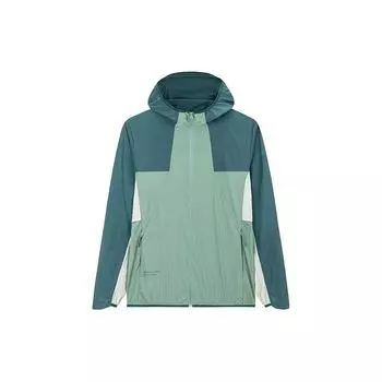 Anta Outdoor Series Color Block Zipper Hooded Sports Sun Protection Jacket Men jackets Light-Blue-Green Dark-Tea-Green 152426603-2 XL