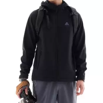 Anta Outdoor Series Hooded Solid Color Zipper Waterproof Windbreaker Men Outerwear Basic-Black 952446610-1 S