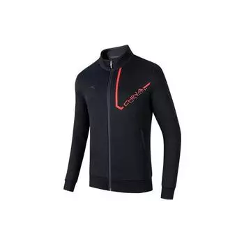 Anta Outdoor Series однотонная повседневная вязаная спортивная куртка с буквенным принтом, мужские куртки черного цвета 152317702-4 S