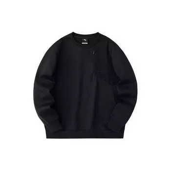 Anta Outdoor Series однотонный, легкий в уходе, вязаный свитер с круглым вырезом, мужская толстовка, базовая, черного цвета 152416703-3 XL