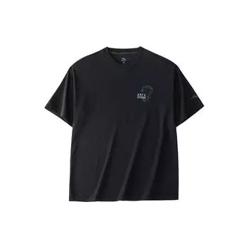 Anta Outdoor Series Printed Letter Moisture-Wicking Pullover Short Sleeve T-Shirt Men Tops Basic-Black 152426107-3 L