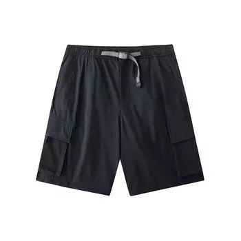 Anta Outdoor Series Solid Color Mid Waist Straight Leg Casual Shorts Men shorts Basic-Black 152426506-3 3XL
