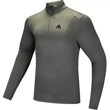 Anta Outdoor Series Solid Color Stand Collar Comfortable Breathable Fleece Thick Warm Long Sleeve T-Shirt Men Tops Bronze 952446401-3 XL