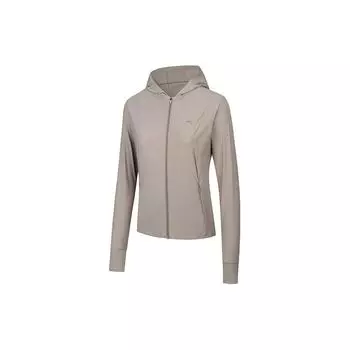 Anta Outdoor Series Solid Color Zip Hooded Breathable Long Sleeve Cooling UV Protection Sun Protection Jacket Women jackets Linen-Gray 962427703-4 XS
