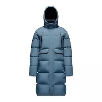 Anta Outdoor Series Solid Color Zipper Hooded Comfortable Breathable Mid-Length Down Jacket Men Outerwear Midnight-Gray 952447920-2 S
