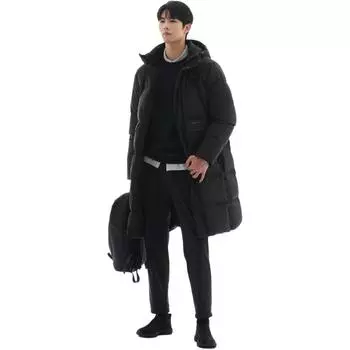 Anta Outdoor Series Solid Color Zipper Hooded Comfortable Breathable Mid-Length Down Jacket Men outerwear Basic-Black 952447920-3 XL