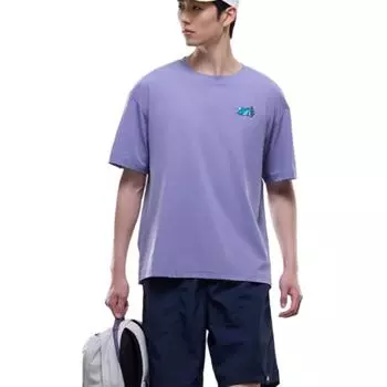 Anta Outdoor Series Sport Casual Simple Solid Color Round Neck Pullover Loose Short Sleeve T-Shirt Men T-Shirts Twilight-Purple 952526102-5 S