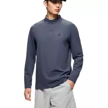 Anta Outdoor Series Sports Casual Simple Solid Color Long Sleeve T-Shirt Men Tops Gray 952526401-3 XL