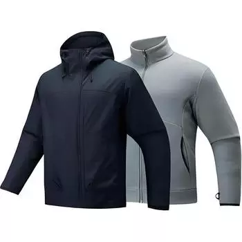 Anta Outdoor Series Woven Water-Resistant Comfortable Jacket Men Jackets Basic-Black Calm-Gray 152446609-4 M