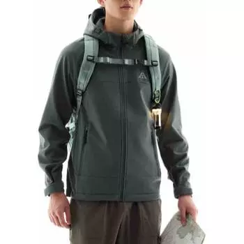 Anta Outdoor Sports Series Zipper Hooded Fleece Logo Jacket Men Jackets Aquatic-Green 952446610-4 S