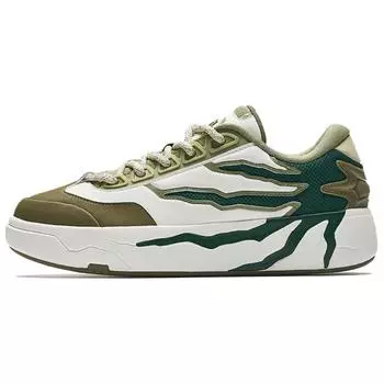 Anta Pili Versatile Durable Lightweight Low-Top Skate Shoes Men Sneakers Ivory-White Stone-Green 112538075-4 40