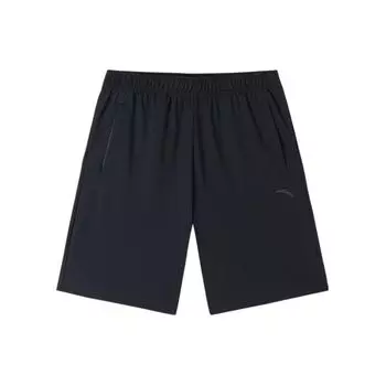 Anta Plain Mid-Waist Drawstring Breathable Loose Straight Leg Five-Point Casual Shorts Men shorts Basic-Black 152427335-1 M