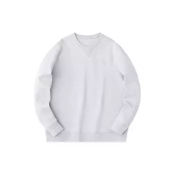Anta Plain Round Neck Easy Care Casual Pullover Sweatshirt Men sweatshirt White-Mist-Gray 152417704-1 M
