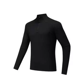Anta Plain Stand Collar Soft Comfortable Breathable Versatile Long Sleeve T-Shirt Men Tops 952537404-4 M