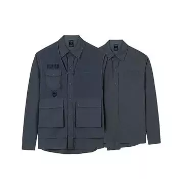 Anta Plain Zip Collar Fake Two Piece Jacket Long Sleeve Men jackets Gray 952437611-3 S