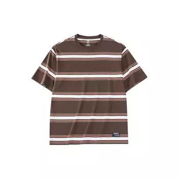 Anta Полосатая свободная трикотажная футболка унисекс топы шоколад 952328105-2 2XL