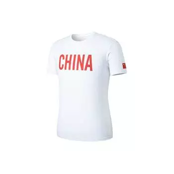 Anta Повседневная футболка с круглым вырезом и принтом национального флага, топы унисекс, белые 152150104-1 XXXXL