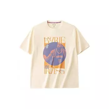 Anta Повседневная удобная футболка с коротким рукавом и принтом в виде букв унисекс, бежевый цвет 172421115-1 L