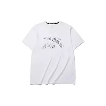 Anta Printed Camouflage Logo Crew Neck Fitted Straight Cut Short Sleeve T-Shirt Men Tops White 952128129-1 XL