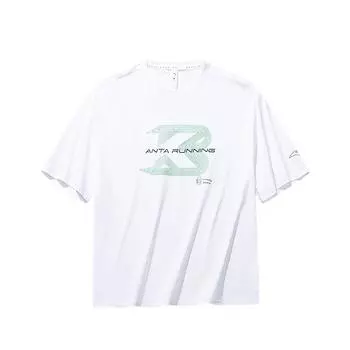 Anta Printed Letter Round Neck Comfortable Breathable Versatile Short Sleeve T-Shirt Men Tops Pure-White 152525101R-1 XL