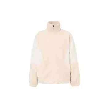 Anta Куртка из утолщенного флиса с принтом логотипа, застегивающаяся на молнию, воротник-стойка, теплая, из овечьей шерсти, женские куртки цвета хаки 162247734-2 M