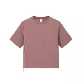 Anta Простая универсальная однотонная футболка с коротким рукавом и круглым вырезом, женский топ, медово-розовый 162527107-1 S