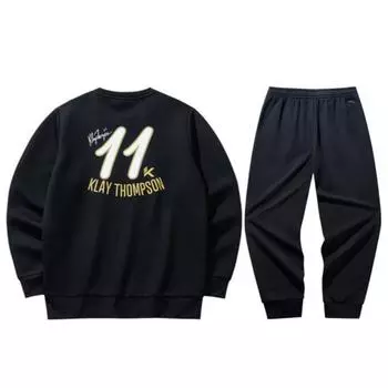 Anta Pullover Long Sleeve Warm Casual Sports Suit Men suits Basic-Black 152441713S-4+952448303-3 M