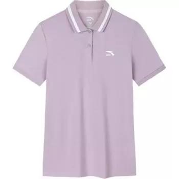 Anta Быстросохнущая дышащая рубашка поло с круглым вырезом и коротким рукавом с логотипом, женская рубашка поло серого и фиолетового цвета 162438135-2 S