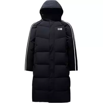 Anta Quick Warm Water-Resistant Duck Down Padded Long Hooded Zipper Coat Unisex Outerwear Basic-Black 972448901-4 M