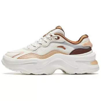 Anta Rabbit Shoes Retro Casual Breathable Height Increasing Low Top Dad Shoes Women sneaker White Gray Brown 922438810-3 36